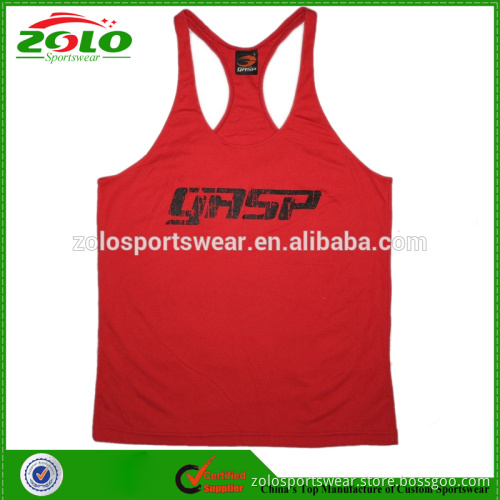 High Quality Professional 100% Cotton Red Color Men's Gym Singlet